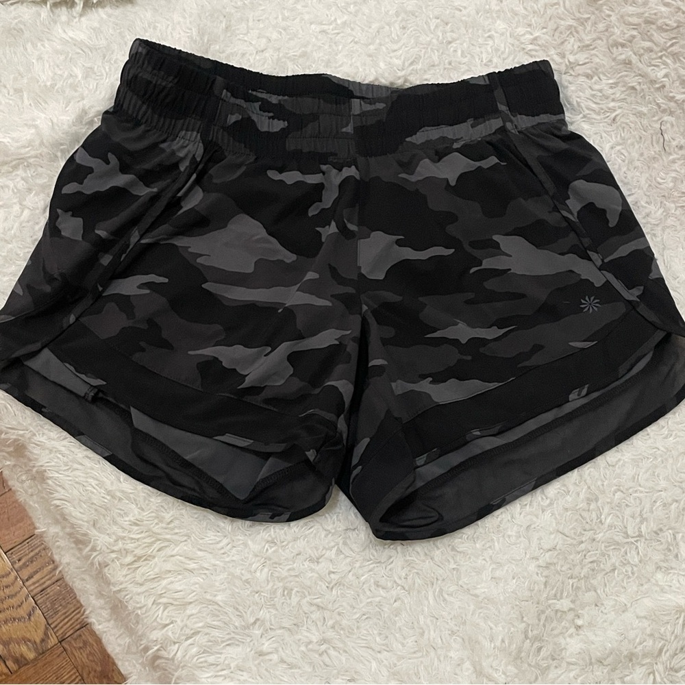 Athleta Black Camouflage Mesh Racer Shorts - Picture 8 of 14